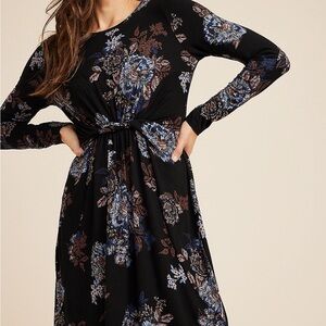 Maurices Blue floral front twist dress